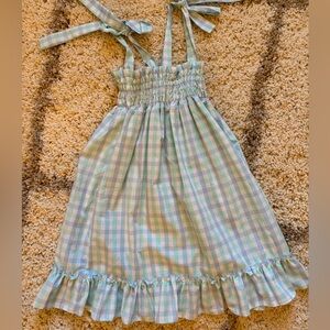 Plaid Kids Casual Dress - Blue and Green